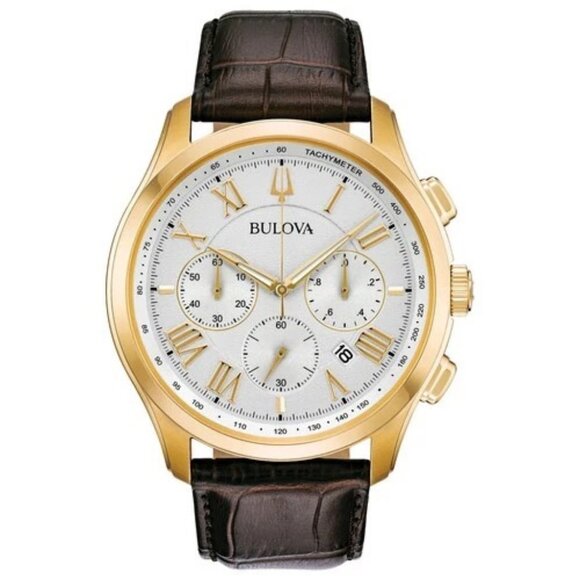 Bulova Men's Wilton Chronograph Small Second Quartz Brown Watch 46MM 97B169 - Picture 1 of 2